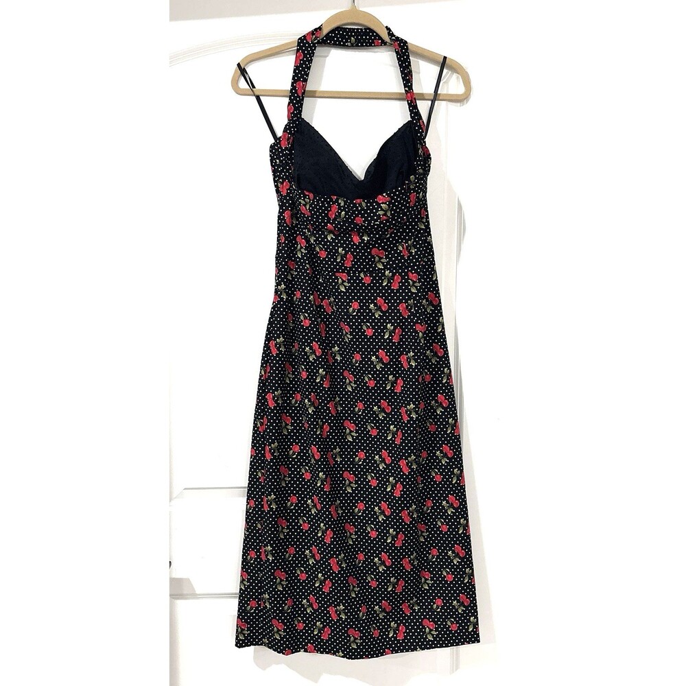 Stop Staring Dress Womens XL Wiggle Midi Retro Pinup Black Cherry Halter NEW - Picture 2 of 15